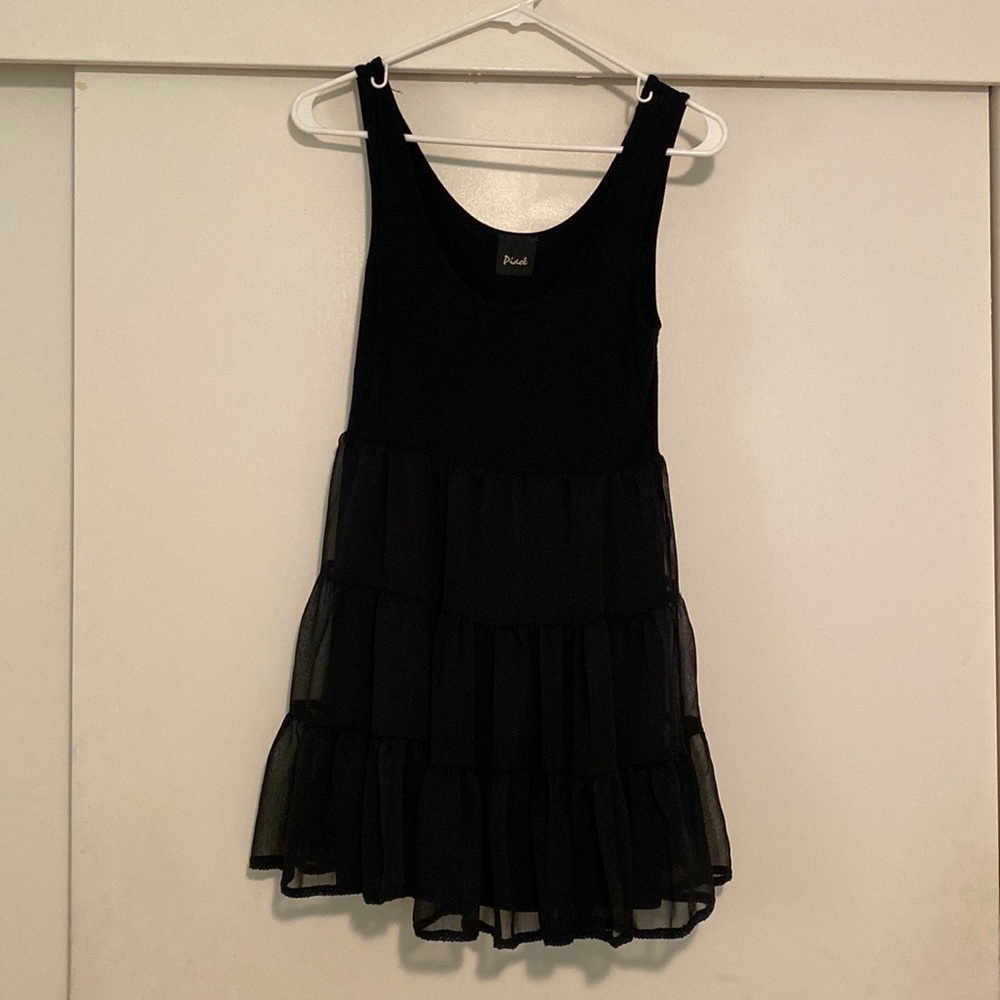 Black tiered mini dress